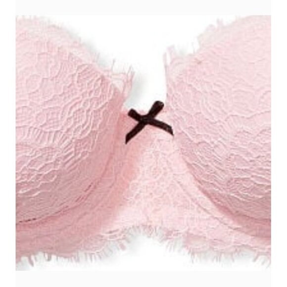 VS DREAM ANGELS Lightly Lined Ribbon Slot Demi Bra Angel Pink Ribbon Slot 36DD - Picture 4 of 14